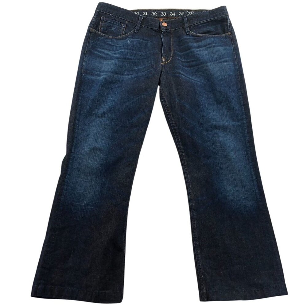 Earnest Sewn Men's Jeans Size 38 Blue Denim Dark Wash Bootcut Leg Cotton Classic